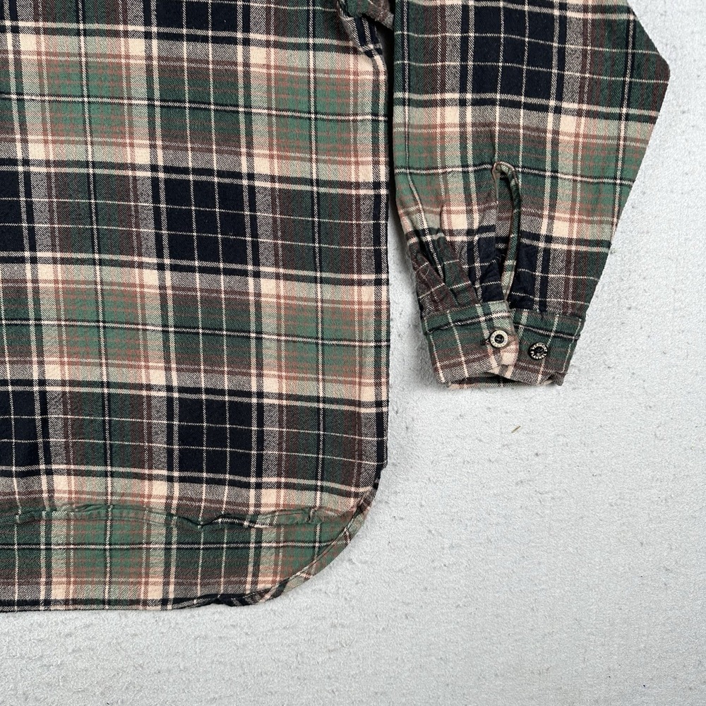 The Vermont Flannel Co Shirt Men's‎ XL Green Black Plaid 1/4 Button Band Collar - Picture 4 of 16